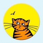 Yellow cat button badge