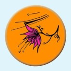 Orange flower button badge