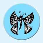 Blue butterfly button badge