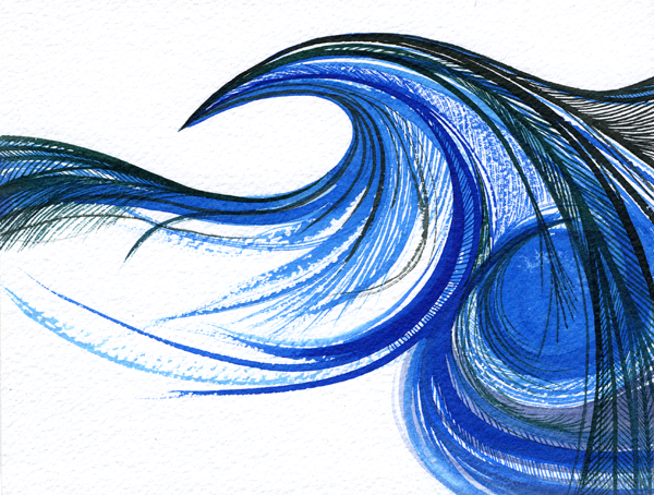 Blue wave using Acrylic inks