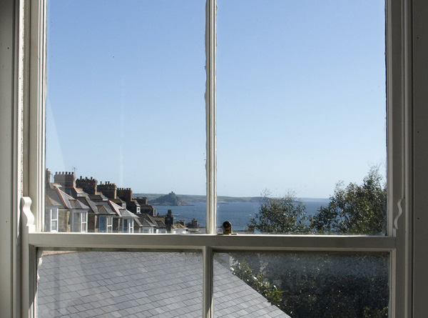 View over St. Michaels Mount from studio window